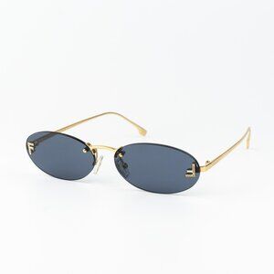 Fendi FIRST CRYSTAL Men Sunglasses Gold Blue Oval Metal FE4075US 30V AUTHENTIC